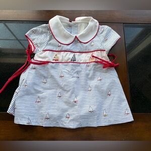 Dondolo Sailboat pleated Dress 24m perfect condition smoke pet free red blue